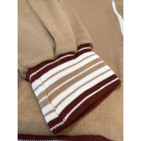 MacGregor 70s-80s Zip Up Track Court Tennis Sweater Jacket Beige Burgundy Small - Picture 3 of 13